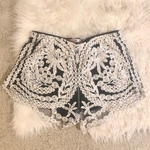 Crochet lace overlay shorts